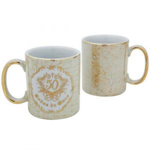 Jg de Canecas em Porcelana - Bodas de Ouro