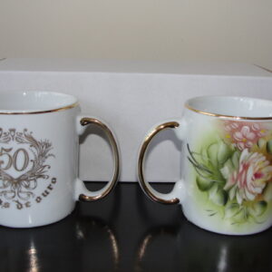 Jg de Canecas em Porcelana - Bodas de Ouro