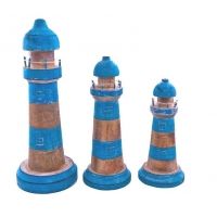 TRIO DE FAROIS PATINA AZUL TURQUESA25/20/17CM-ART2606
