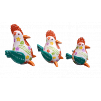 TRIO DE GALINHAS BRANCA C/FLOR COLOR