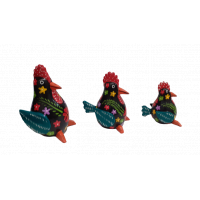 TRIO DE GALINHAS BLACK C/FLOR COLOR