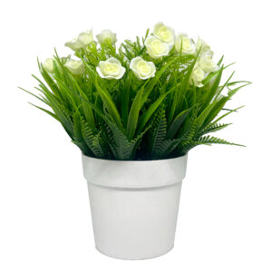 Mini Vaso Cachepot Plastico Com Rosas