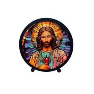 Enfeite Luminária de Vidro Sagrado Coração de Jesus CAR-213