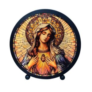 Enfeite Luminária de Vidro Sagrado Coração de Maria CAR-227