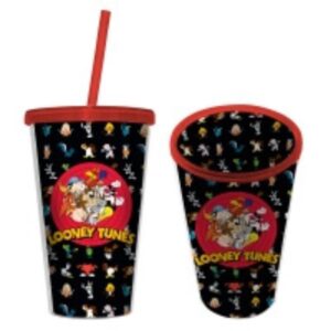 Copo Acrilico com Canudo da Turma Looney Tunes