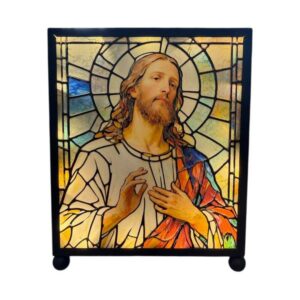Enfeite Luminária de Vidro Sag. Cor. Jesus Car-343