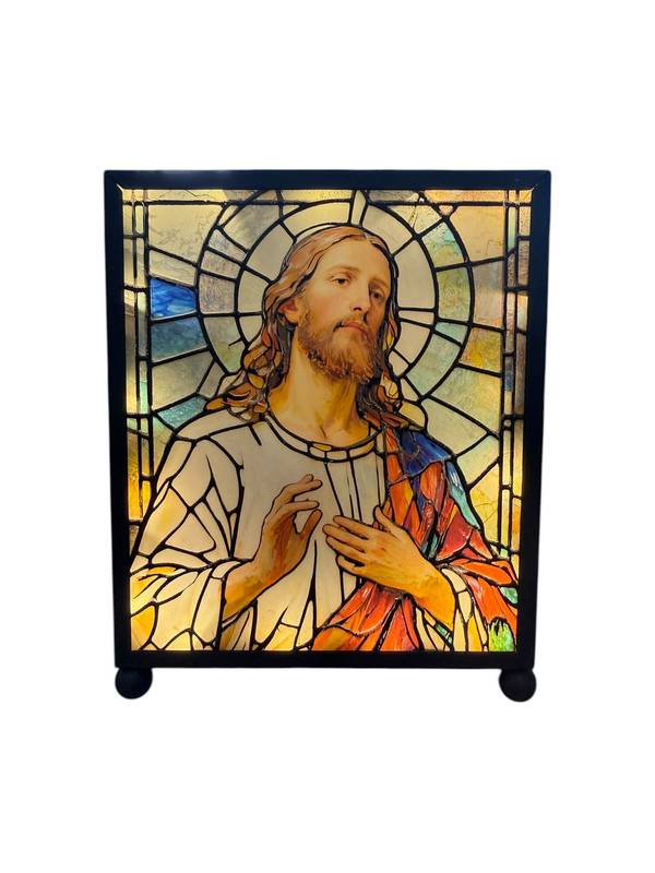 Enfeite Luminária de Vidro Sag. Cor. Jesus Car-343