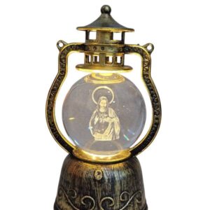 Luminária Lampião Ouro Velho Sag. Coração de Jesus 14cm
